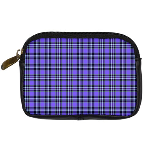 Blue Tartan Plaid 1 Digital Camera Leather Case from ArtsNow.com Front