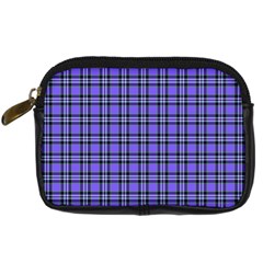 Blue Tartan Plaid 1 Digital Camera Leather Case from ArtsNow.com Front