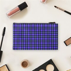 Blue Tartan Plaid 1 Cosmetic Bag (Small) from ArtsNow.com Back