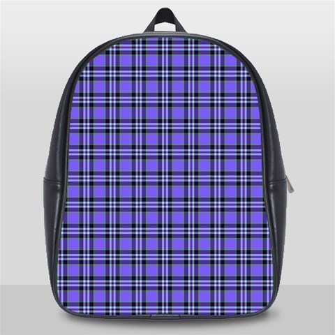 Blue Tartan Plaid 1 School Bag (Large) from ArtsNow.com Front