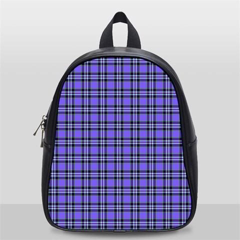 Blue Tartan Plaid 1 School Bag (Small) from ArtsNow.com Front