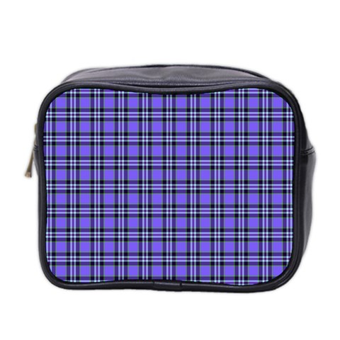 Blue Tartan Plaid 1 Mini Toiletries Bag (Two Sides) from ArtsNow.com Front