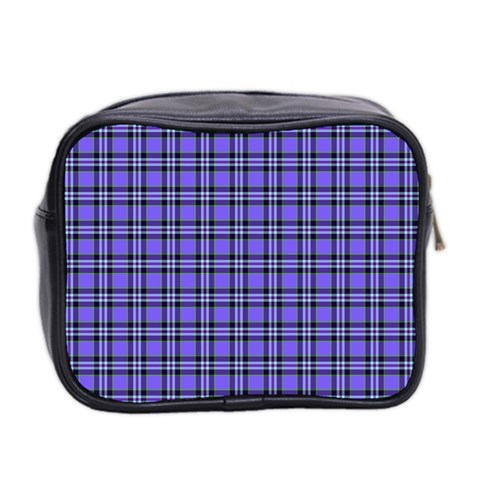 Blue Tartan Plaid 1 Mini Toiletries Bag (Two Sides) from ArtsNow.com Back