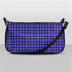 Blue Tartan Plaid 1 Leather Shoulder Clutch Bag