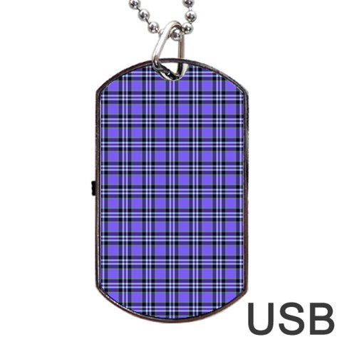 Blue Tartan Plaid 1 Dog Tag USB Flash (One Side) from ArtsNow.com Front