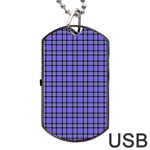 Blue Tartan Plaid 1 Dog Tag USB Flash (One Side)