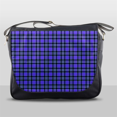 Blue Tartan Plaid 1 Messenger Bag from ArtsNow.com Front