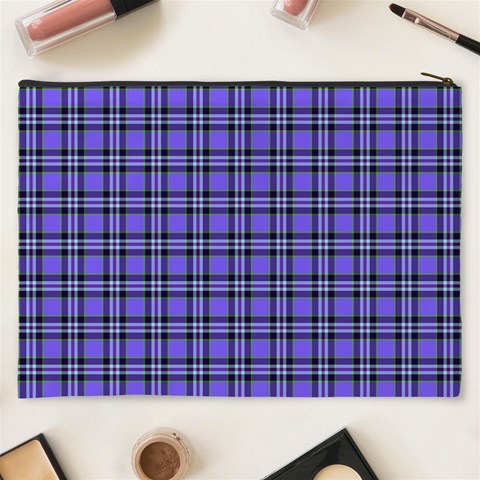 Blue Tartan Plaid 1 Cosmetic Bag (XXXL) from ArtsNow.com Back