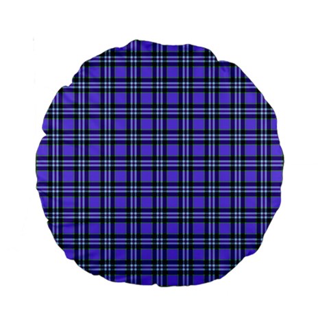 Blue Tartan Plaid 1 Standard 15  Premium Round Cushions from ArtsNow.com Front