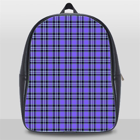 Blue Tartan Plaid 1 School Bag (XL) from ArtsNow.com Front