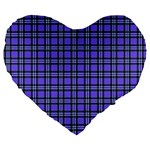 Blue Tartan Plaid 1 Large 19  Premium Heart Shape Cushions