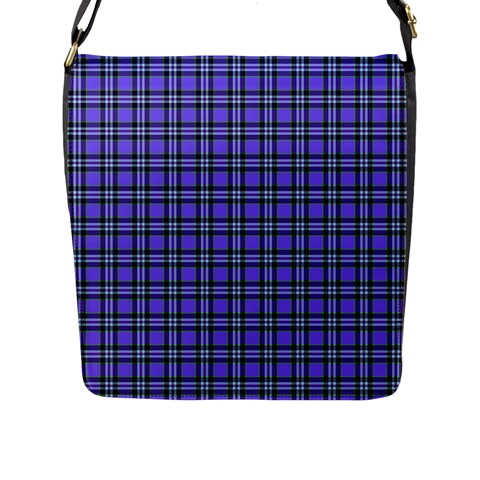 Blue Tartan Plaid 1 Flap Closure Messenger Bag (L) from ArtsNow.com Front