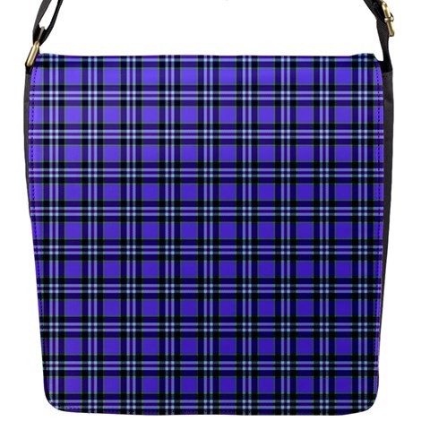 Blue Tartan Plaid 1 Flap Closure Messenger Bag (S) from ArtsNow.com Front