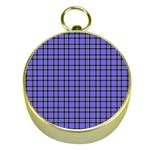 Blue Tartan Plaid 1 Gold Compasses