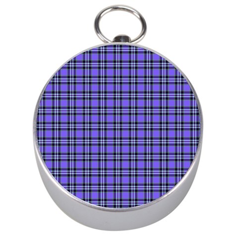 Blue Tartan Plaid 1 Silver Compasses from ArtsNow.com Front