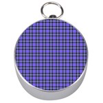 Blue Tartan Plaid 1 Silver Compasses