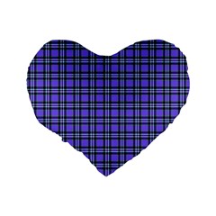 Blue Tartan Plaid 1 Standard 16  Premium Flano Heart Shape Cushions from ArtsNow.com Back