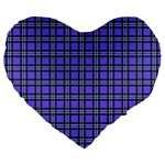 Blue Tartan Plaid 1 Large 19  Premium Flano Heart Shape Cushions