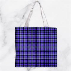 Blue Tartan Plaid 1 Zipper Grocery Tote Bag from ArtsNow.com Back