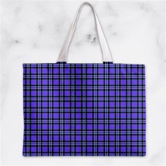 Blue Tartan Plaid 1 Zipper Mini Tote Bag from ArtsNow.com Back