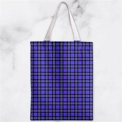 Blue Tartan Plaid 1 Zipper Classic Tote Bag from ArtsNow.com Front