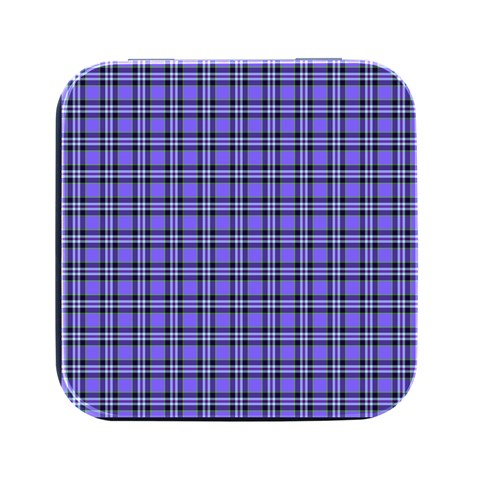 Blue Tartan Plaid 1 Square Metal Box (Black) from ArtsNow.com Front