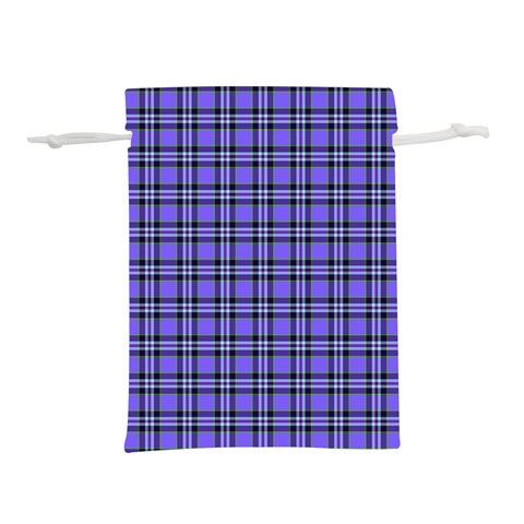 Blue Tartan Plaid 1 Lightweight Drawstring Pouch (S) from ArtsNow.com Front