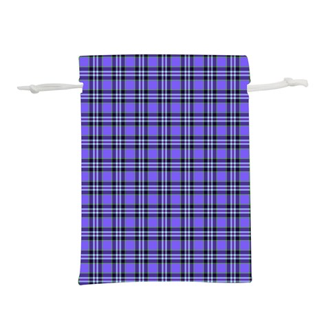 Blue Tartan Plaid 1 Lightweight Drawstring Pouch (L) from ArtsNow.com Front