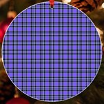 Blue Tartan Plaid 1 UV Print Acrylic Ornament Round