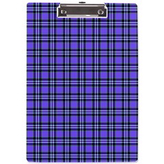 Blue Tartan Plaid 1 A4 Acrylic Clipboard from ArtsNow.com Front