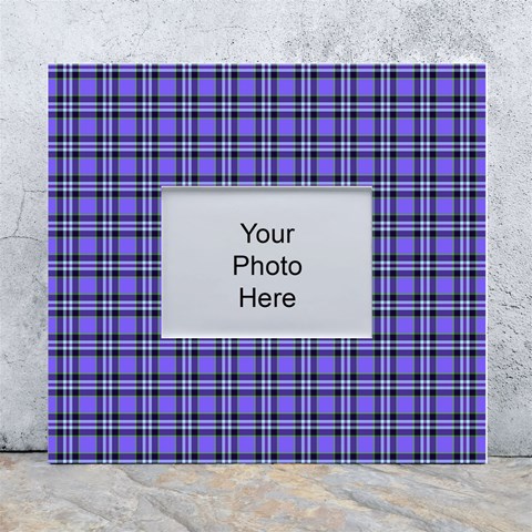 Blue Tartan Plaid 1 White Wall Photo Frame 5  x 7  from ArtsNow.com Front