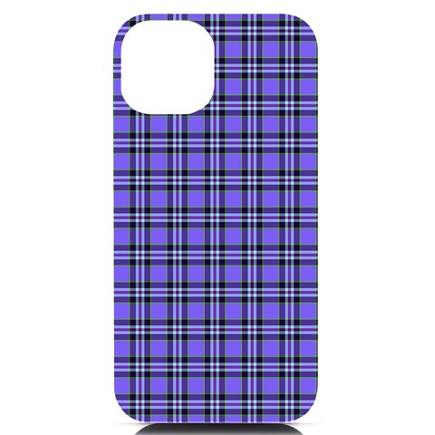 Blue Tartan Plaid 1 iPhone 14 Black UV Print PC Hardshell Case from ArtsNow.com Front