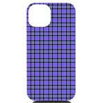 Blue Tartan Plaid 1 iPhone 14 Black UV Print PC Hardshell Case