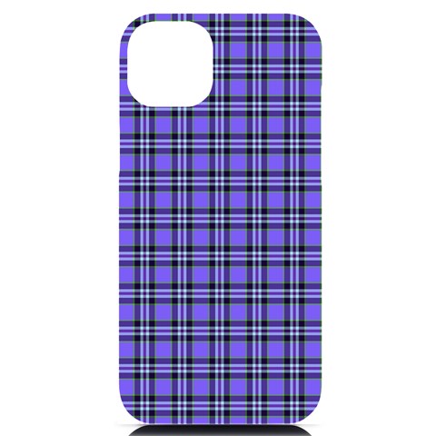 Blue Tartan Plaid 1 iPhone 14 Plus Black UV Print PC Hardshell Case from ArtsNow.com Front