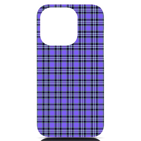 Blue Tartan Plaid 1 iPhone 14 Pro Black UV Print PC Hardshell Case from ArtsNow.com Front