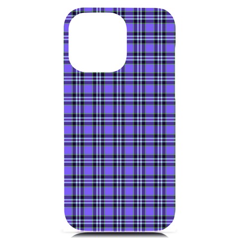 Blue Tartan Plaid 1 iPhone 14 Pro Max Black UV Print PC Hardshell Case from ArtsNow.com Front