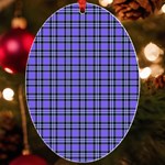 Blue Tartan Plaid 1 UV Print Acrylic Ornament Oval