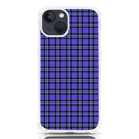 Blue Tartan Plaid 1 iPhone 13 TPU UV Print Case from ArtsNow.com Front