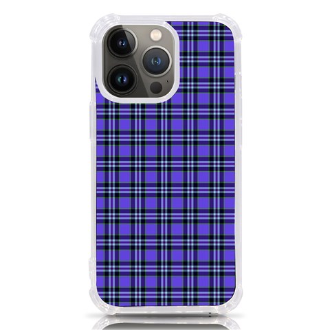 Blue Tartan Plaid 1 iPhone 13 Pro TPU UV Print Case from ArtsNow.com Front