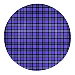 Blue Tartan Plaid 1 Round Glass Fridge Magnet (4 pack)