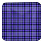 Blue Tartan Plaid 1 Square Glass Fridge Magnet (4 pack)