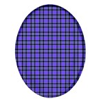 Blue Tartan Plaid 1 Oval Glass Fridge Magnet (4 pack)