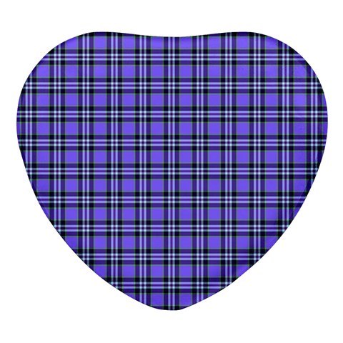 Blue Tartan Plaid 1 Heart Glass Fridge Magnet (4 pack) from ArtsNow.com Front