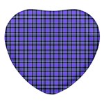 Blue Tartan Plaid 1 Heart Glass Fridge Magnet (4 pack)