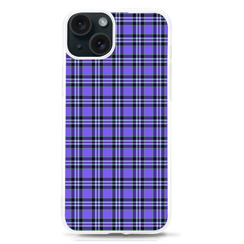 Blue Tartan Plaid 1 iPhone 15 TPU UV Print Case from ArtsNow.com Front