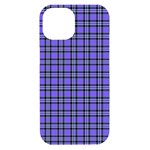 Blue Tartan Plaid 1 iPhone 15 Black UV Print PC Hardshell Case