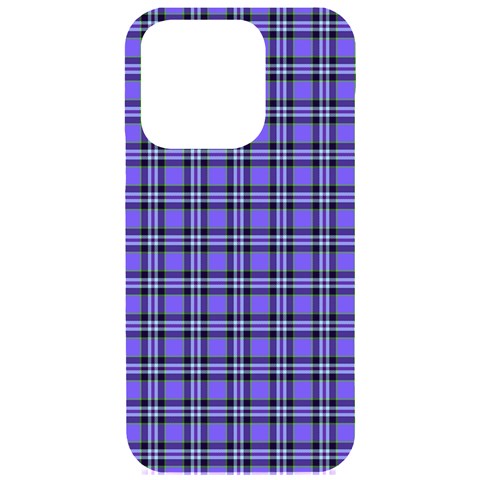 Blue Tartan Plaid 1 iPhone 15 Pro Black UV Print PC Hardshell Case from ArtsNow.com Front