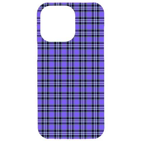 Blue Tartan Plaid 1 iPhone 15 Pro Max Black UV Print PC Hardshell Case from ArtsNow.com Front