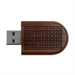 Blue Tartan Plaid 1 Wood Oval USB Flash Drive