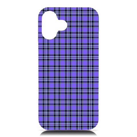 Blue Tartan Plaid 1 iPhone 16 Plus Black UV Print PC Hardshell Case from ArtsNow.com Front